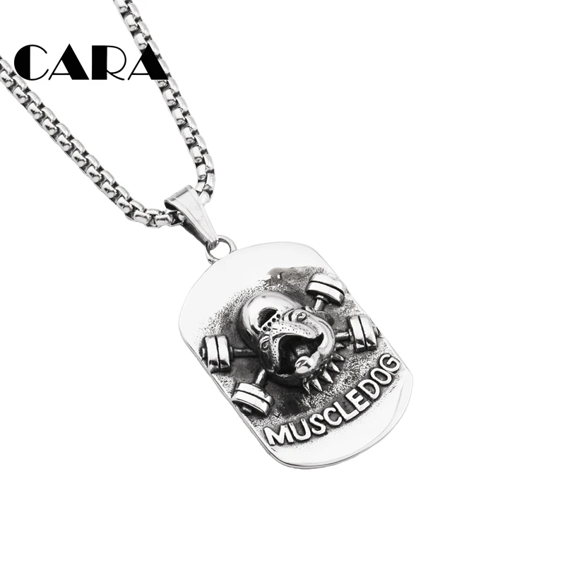 

2021 New Top quality 316L stainless steel Muscle Dog Necklace pendant Gym bodybuilding necklace mens fashion jewelries CAGF0464