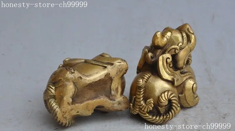 

Crafts statue Japanese copper bronze guardian evil Brave troops Pixiu animal beast statue pair