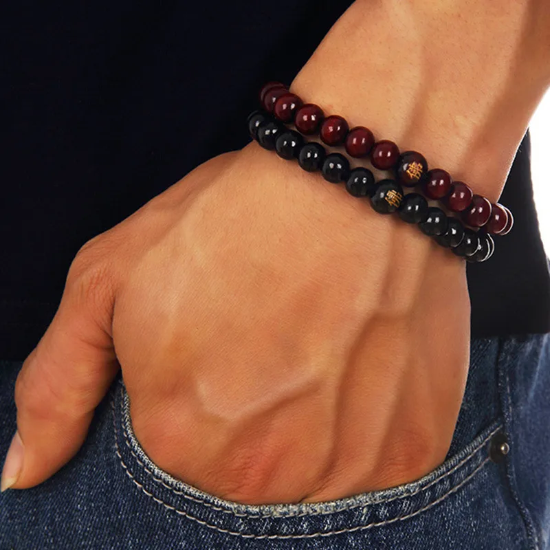 Новый популярный мужской браслет из деревянных бусин буддийские Бусы