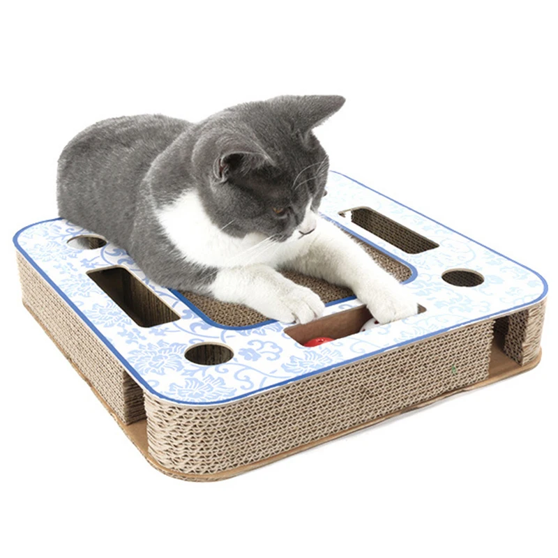 Smartpet гофрированный бумажный кошачий скребок с шариком квадратный игровой трек для домашних животных игрушка-головоломка для кошек Когтеточка доска коврик скребок