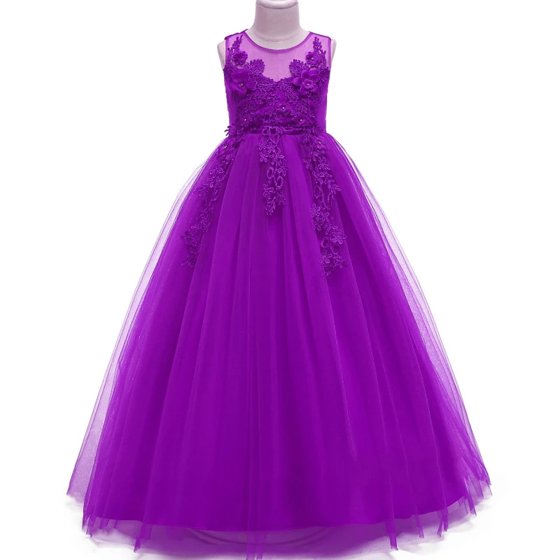 2018 свадебное платье для девочек Кружевная аппликация из бисера без рукавов