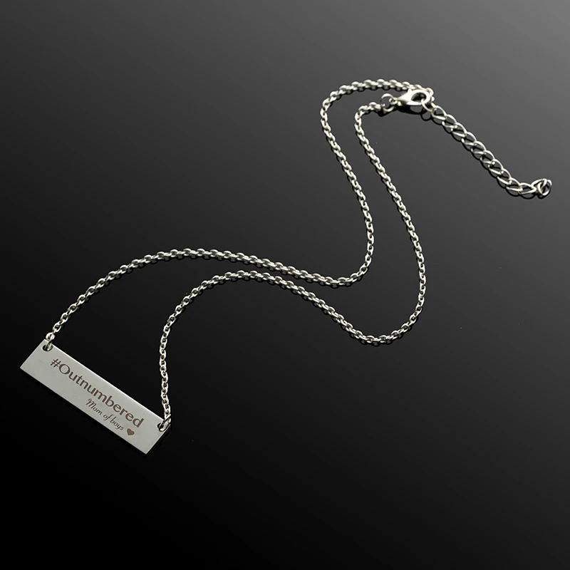 Laser Words Engrave Stainless Steel Collar Pendant Bar Necklace Christmas Present Gift for Mom Mama Wife Jewelry Accessories