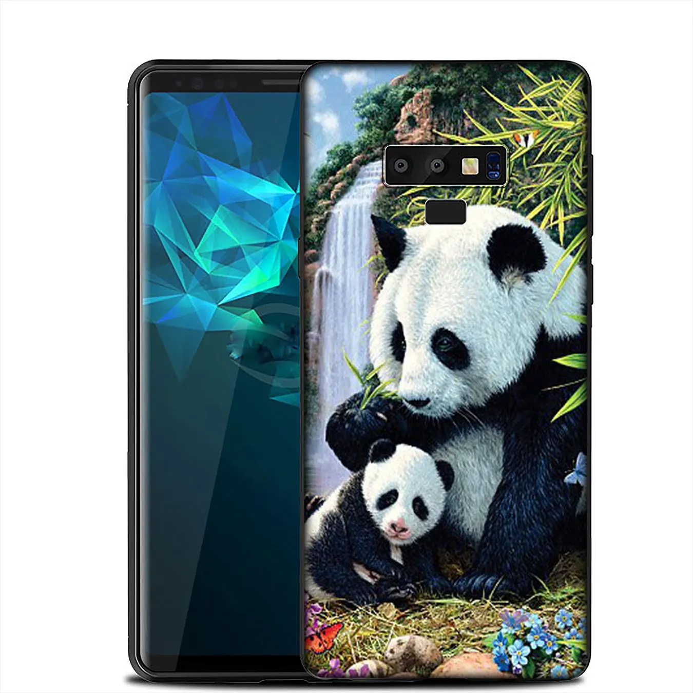IYICAO cute panda Novelty Soft Silicone Case for Samsung Galaxy A6 A9 A8 A7 2018 A3 A5 2016 2017 Note 9 8 10 Plus Lite |