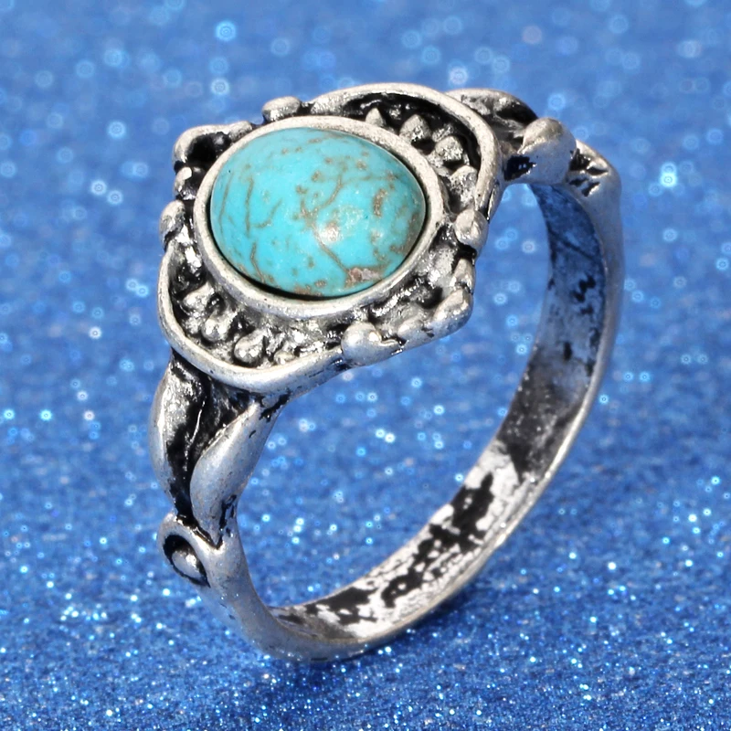 Женское кольцо с голубым камнем Anillos тибетская Серебряная бабочка ювелирный