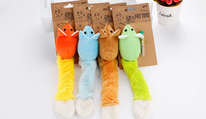 Pet игрушечная кошка моделирование плюшевая мышь мотокостюмы ПЭТ кошка с длинным хвостом трава, содержащая кошачий глаз забавные игрушки для домашних животных кошка мышь игрушка