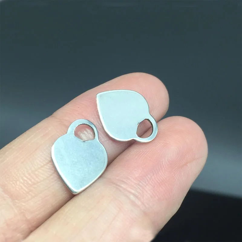 20 шт. Модные DIY бирки подвески серебряный тон мини-бирка в форме сердца ожерелье