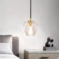 nordic all copper crystal lampshade ac 220v retro modern led chandelier simple smooth g9 base indoor living room lamp kitchen