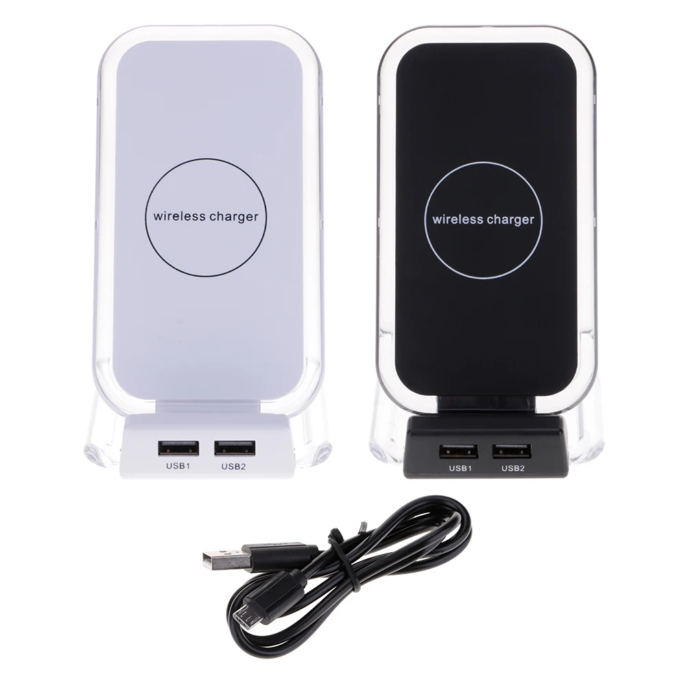 2 цвета Qi двойной USB выход Беспроводная Быстрая зарядка зарядное устройство