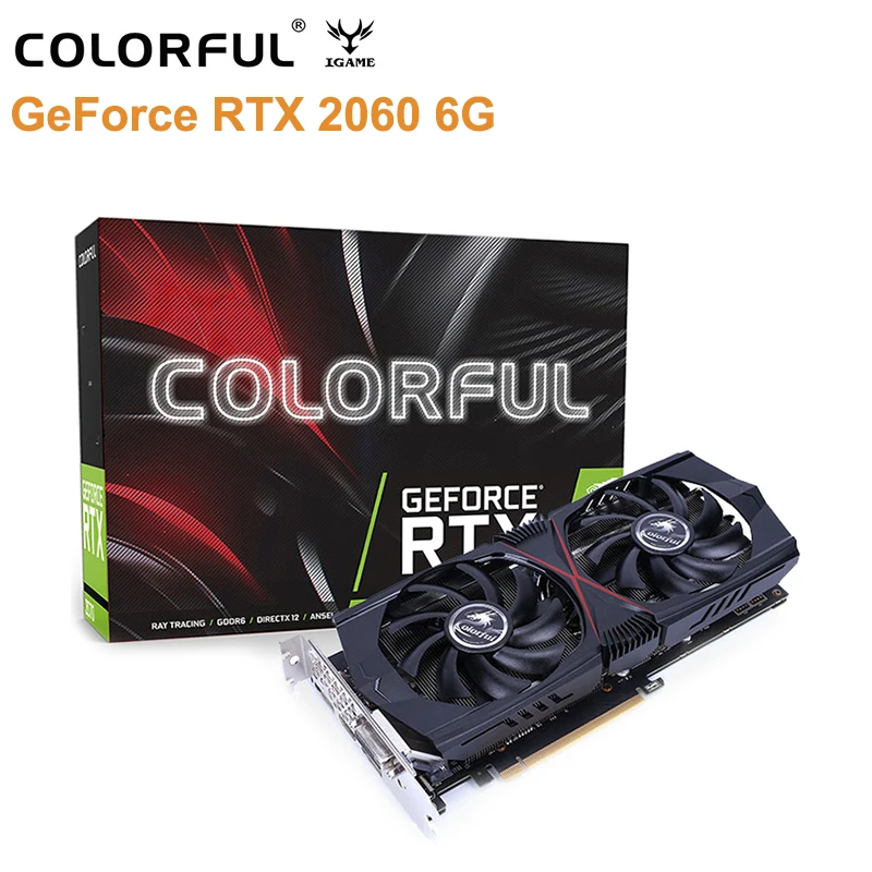 Оригинальная Красочная видеокарта GeForce RTX 2060 6 ГБ игровая GT 8 контактная с двумя