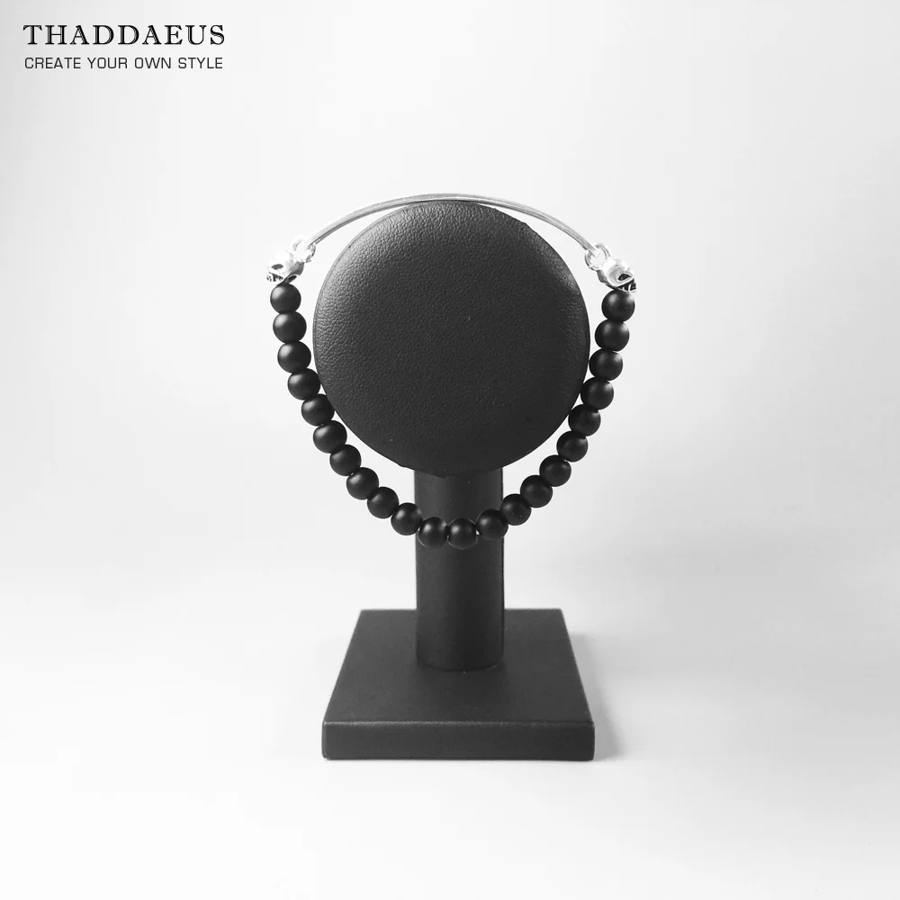 Браслеты серебрянное кольцо с черепом 6 мм обсидиан 925 пробы серебро для Для