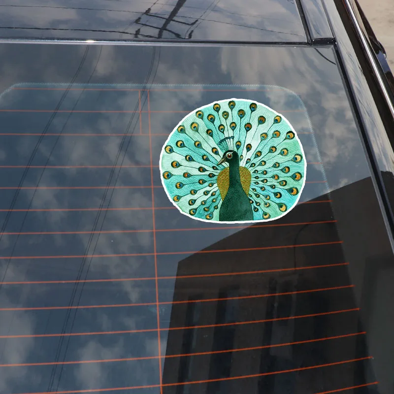 

YJZT 13.3*11.2CM Peacock Colored Decor Car Sticker Silhouette Bumper Car Window Accessories 11A0029
