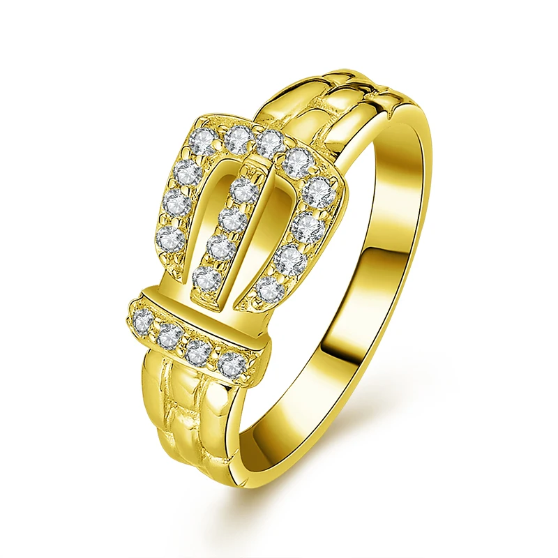 AINUOSHI Real 14K Solid Yellow Gold Cluster Crown Ring Carved Band Simulated Diamond Wedding Engagement Ring for Women Jewelry