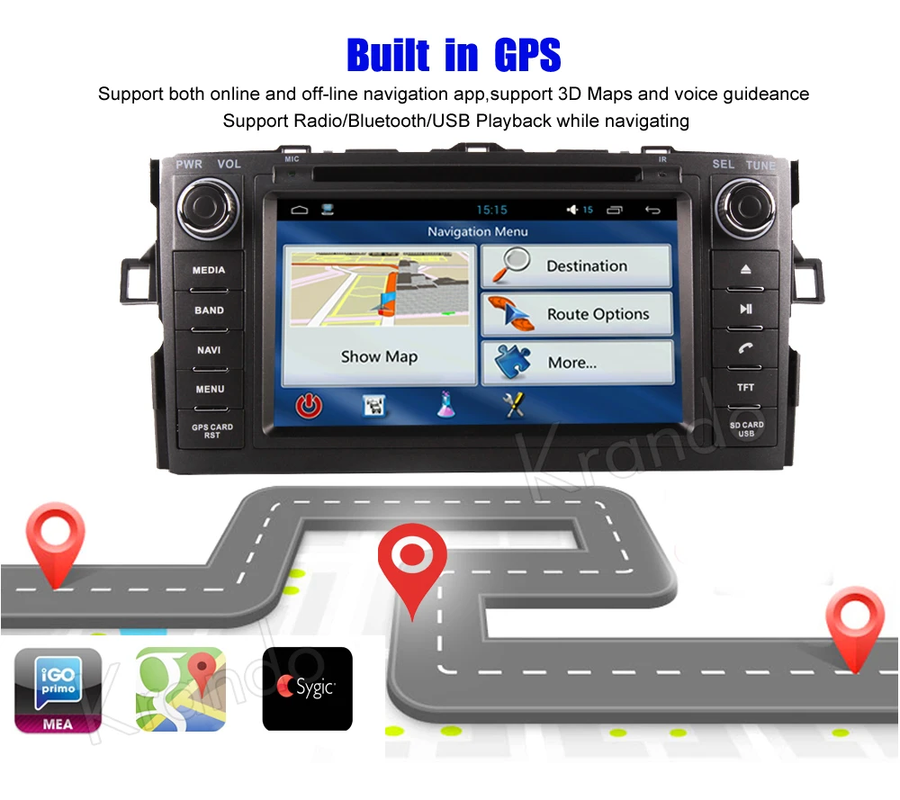 Krando 7 &quotAndroid 8 0 Автомобильная навигационная и мультимедийная система для toyota auris