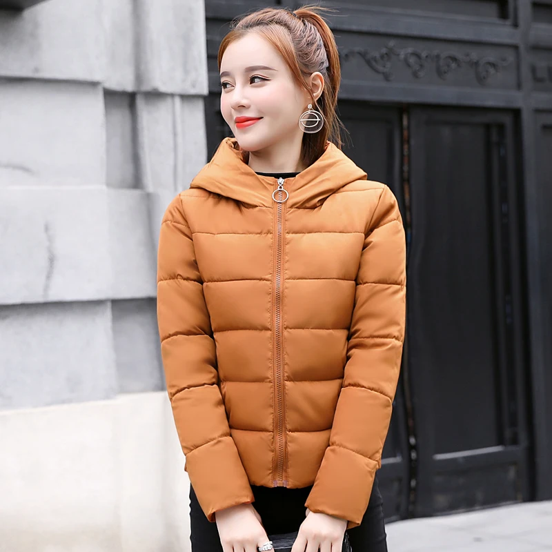 С капюшоном новинка 2019 короткая женская зимняя куртка осенняя верхняя одежда