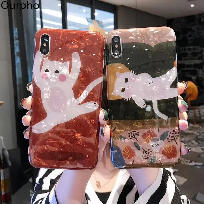 Ourpho эпоксидный Чехол для мобильного телефона iphone X XR XS MAX INS милый маленький чехол