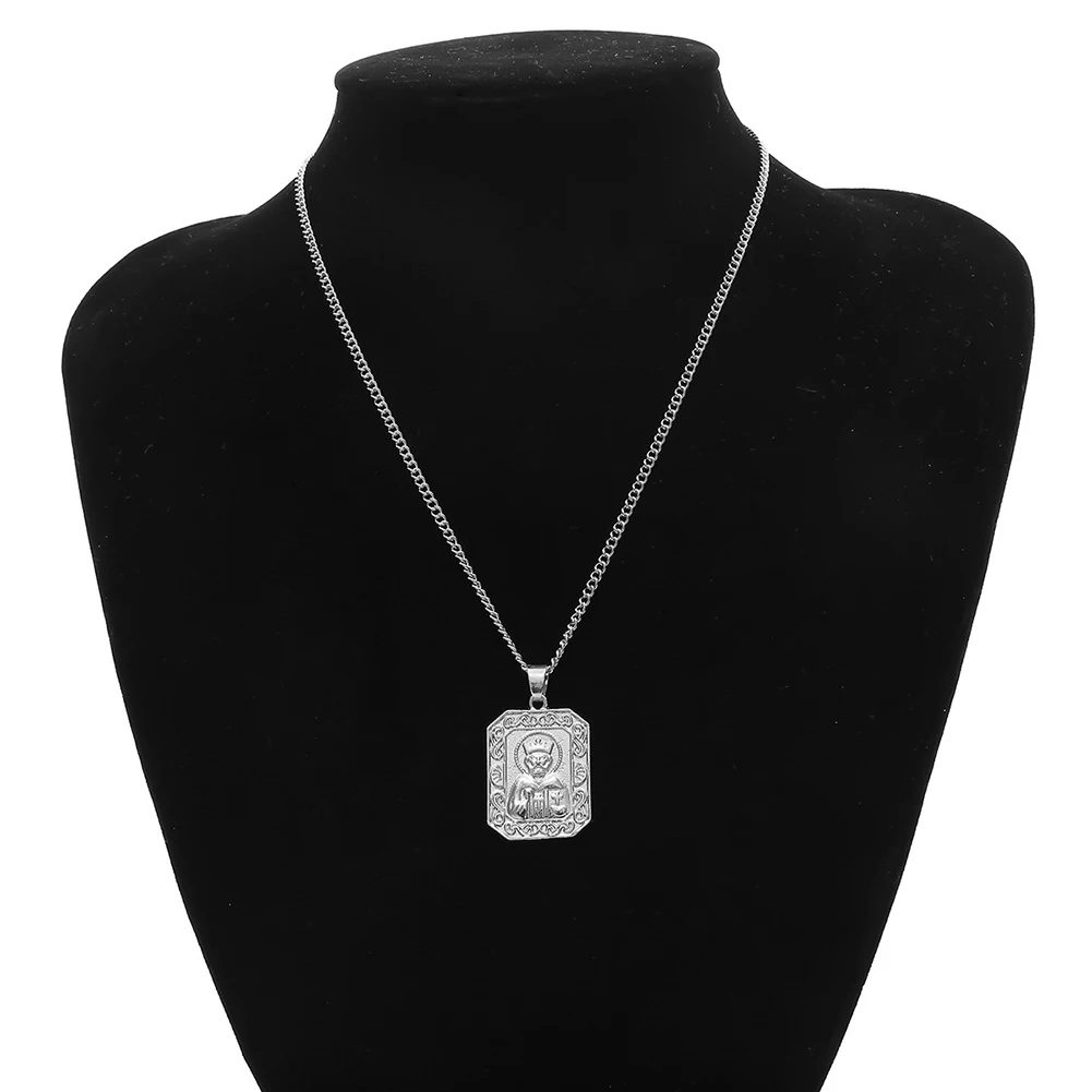 Горячая Женская винтажная рельефная фигурка король квадратная подвеска цепочка