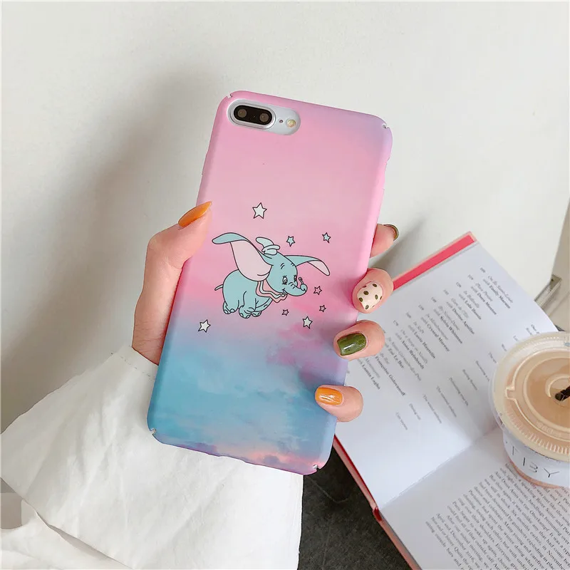 Для iPhone 7 6 X XR XS Max мультфильм Dumbo жесткие чехлы для телефона конфеты цвета чехол 6s 8