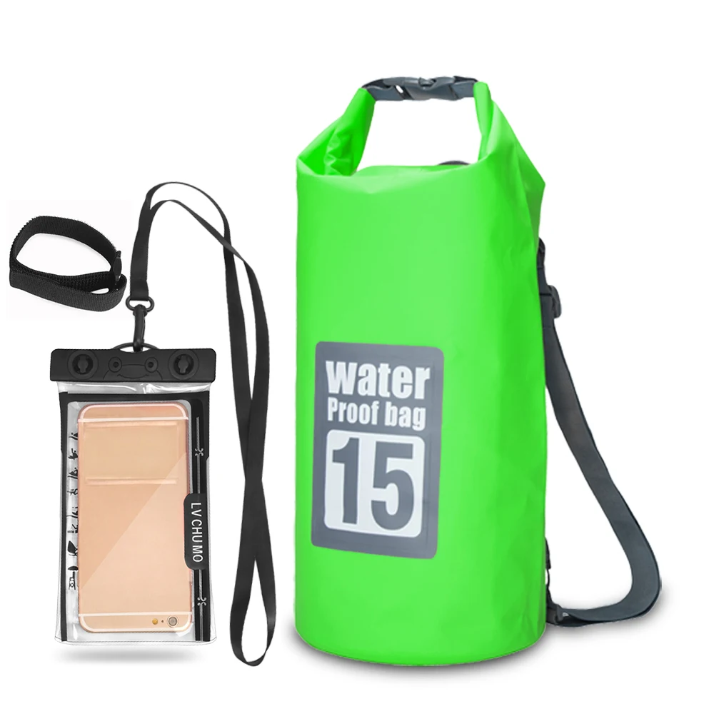 5L/10L/15L/20L Открытый Водонепроницаемый Сухой Рюкзак рулон-топ плавающая сумка с 6,3 ''водонепроницаемый чехол для телефона для каякинга рафтинг