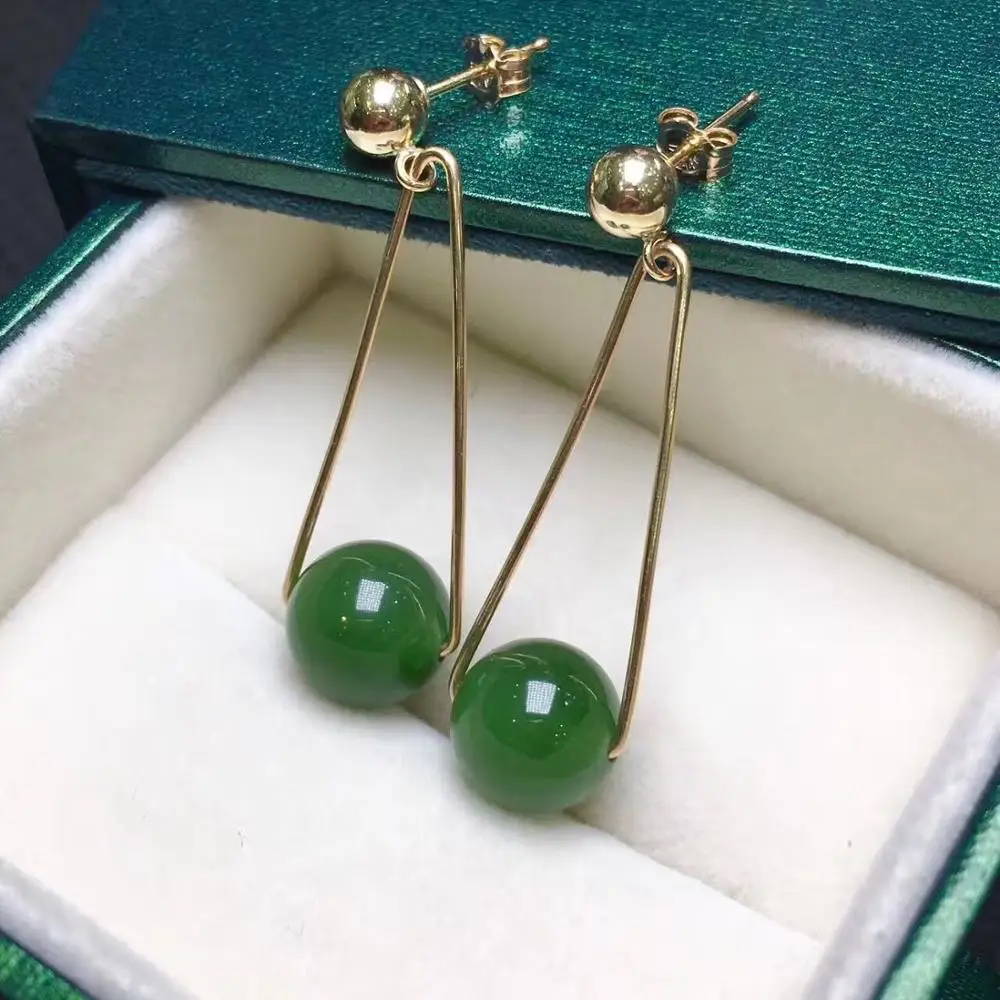 Черный 18 k Золотая инкрустация и тяньби серьги с нефритом Мода elegant2946 - Цвет камня: Черный