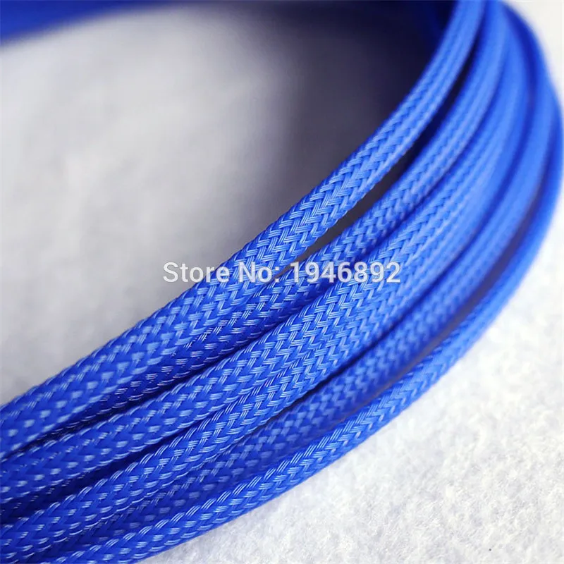 

1/10/100 Meters Blue - High quality 4mm Braid PET Expandable Sleeving High Density Sheathing Plaited Cable Sleeves