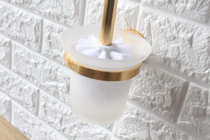 Space aluminum alloy toilet bowl brush holder cleaning with glass gold for bathroom | Обустройство дома