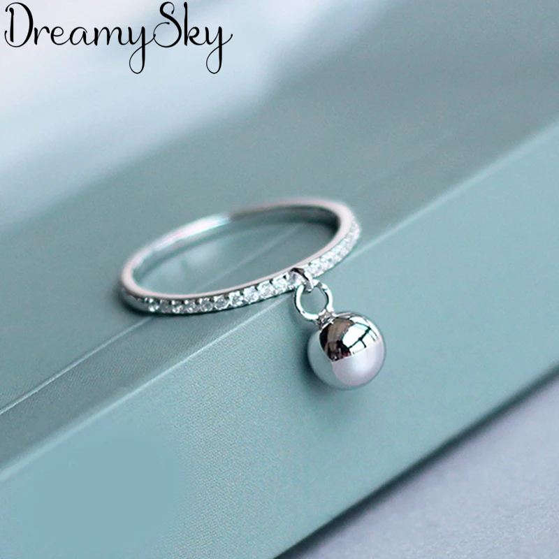 Женские кольца с шариками серебряного цвета регулируемые в Корейском стиле