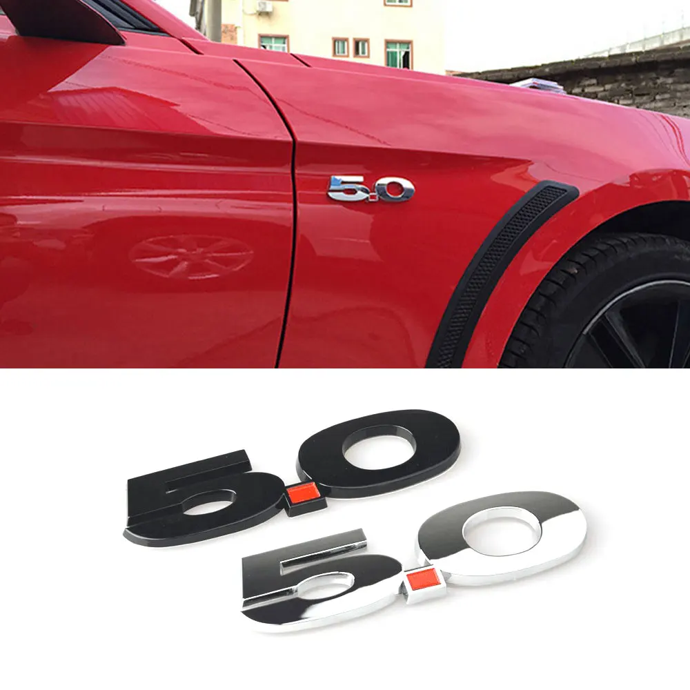 3D 5,0 эмблема разряд этикетка двусторонний значок украшение для Ford Mustang автомобиля боковое крыло багажник кузова отделка черный серебристый
