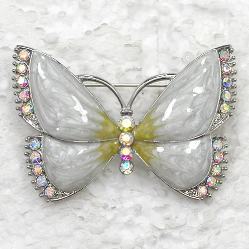 

Clear AB Rhinestone Enamel Butterfly brooch Pin C866 F