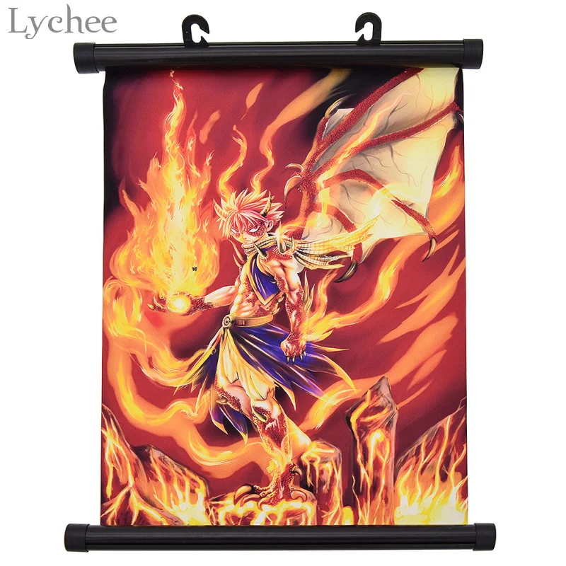Lychee японский аниме Феи хвост огонь прокрутки живопись холст постер гостиная