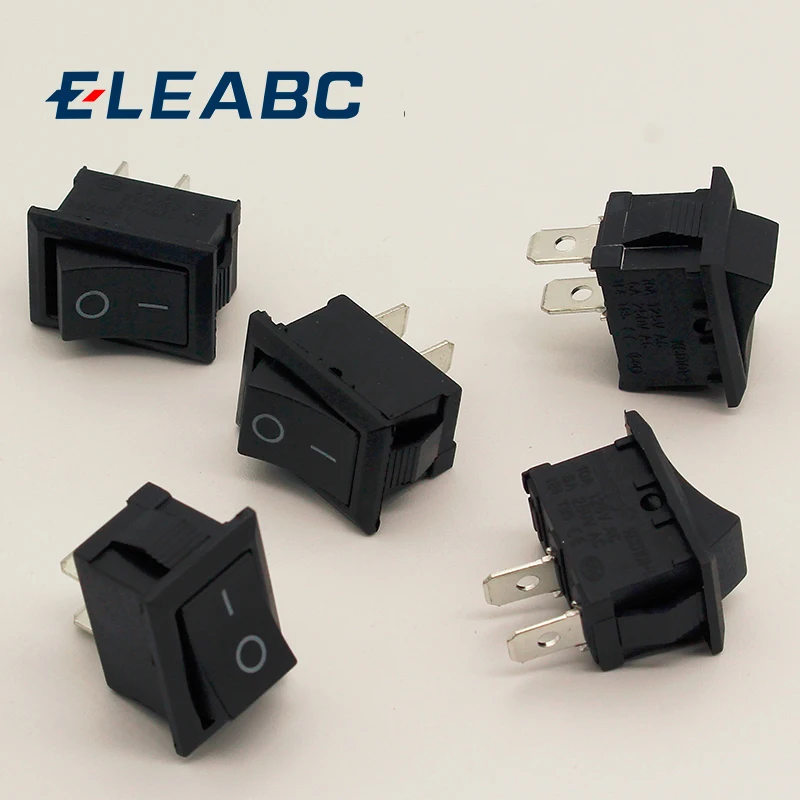 5 шт./лот черный кнопочный мини переключатель 6A 10A 110V 250V KCD1 2 контактный ВКЛ/ВЫКЛ 21