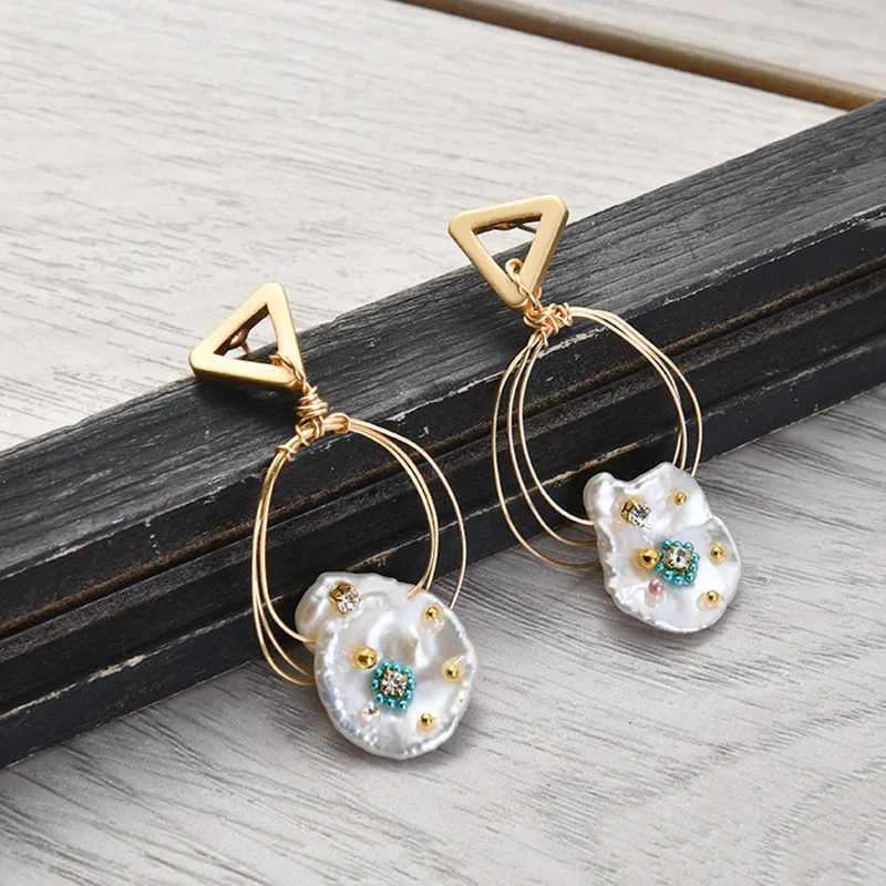 Женские длинные висячие серьги с жемчугом ручной работы ювелирные изделия для