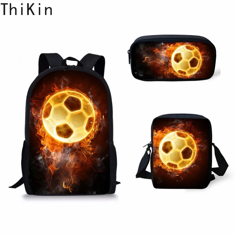 THIKIN в виде скрипичного ключа школьные ранцы Прохладный 3D огонь Soccerly/с футбольным