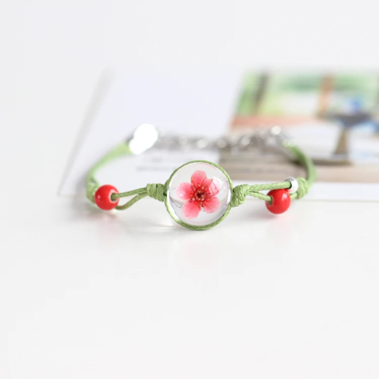 Летний стиль 100% аксессуары ручной работы модный стеклянный браслет с сушеными