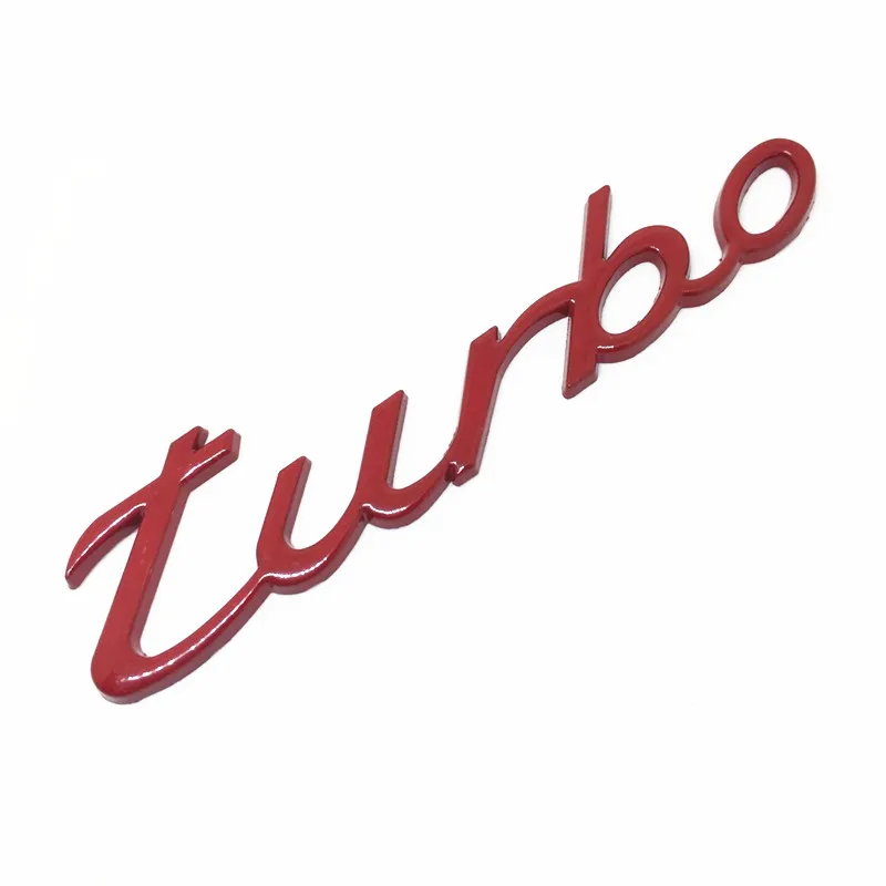 Red 3D хромированная металлическая эмблема Turbo знак, наклейка на автомобиль с турбонаддувом задний багажник Авто наклейки для Porsche Cayenne Macan 718 911 GTS - Название цвета: Red