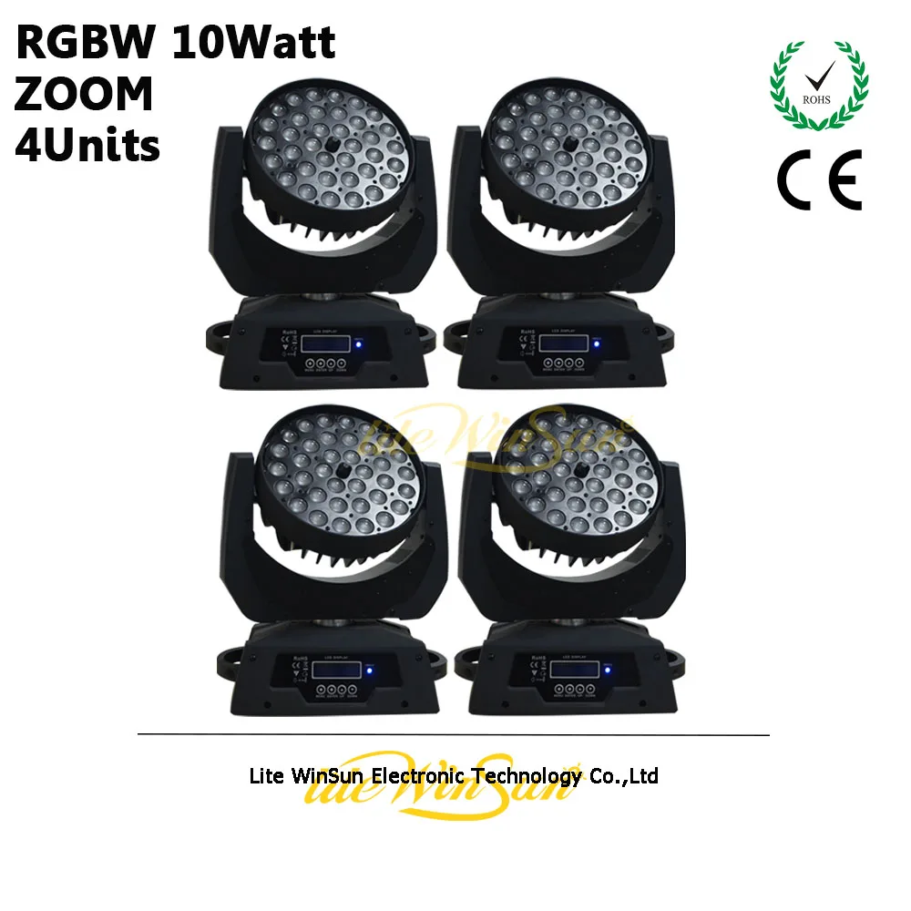 Litewinsune 4 шт./коробка светодиодный мыть Поворотная лампа 36*10 Вт RGBW диско свет зум| |
