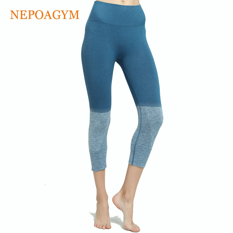 Nepoagym женские бесшовные укороченные Леггинсы для йоги, устойчивые к приседанию штаны для йоги, спортивные Капри, колготки, влагоотводящие штаны для фитнеса