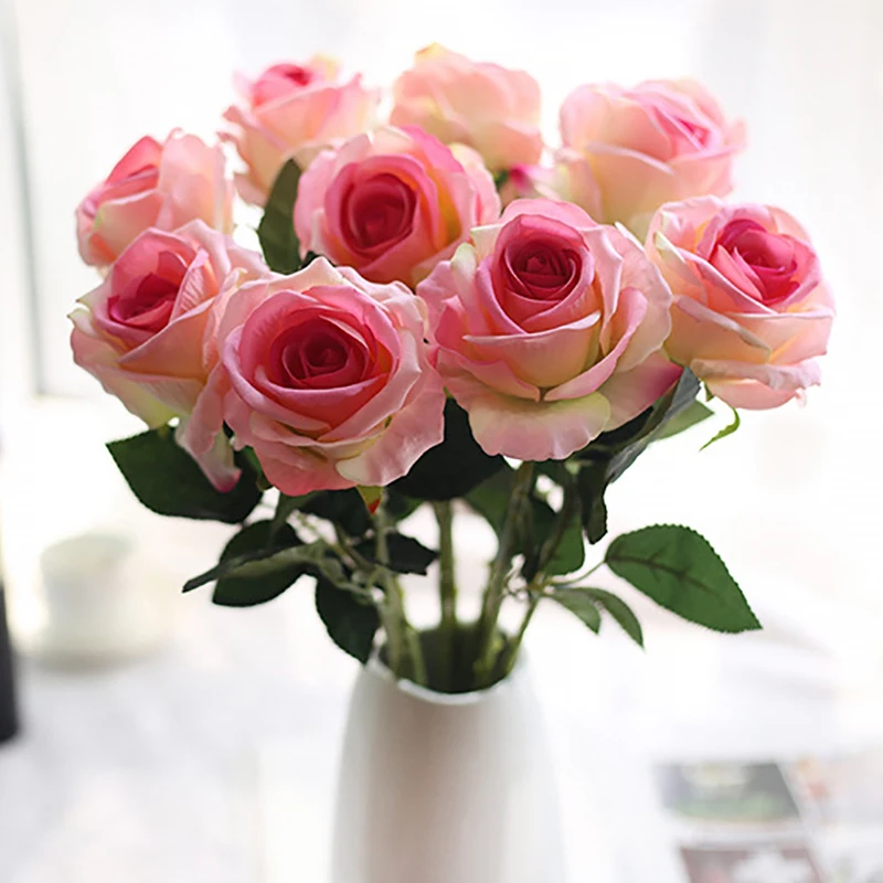 Искусственные розы цветы ветки украшения для свадьбы и вечерние имитация стола