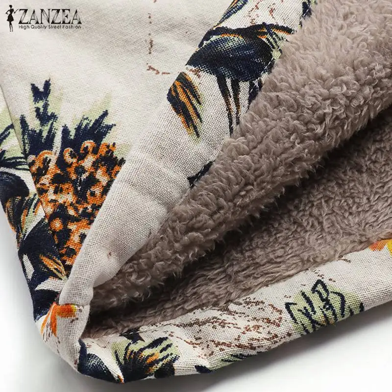 ZANZEA, Женское пальто с капюшоном, длинный рукав, плюшевое, пушистое, пальто, зима, осень, теплое пальто, цветочный рисунок, искусственный мех, куртки, Свободное пальто