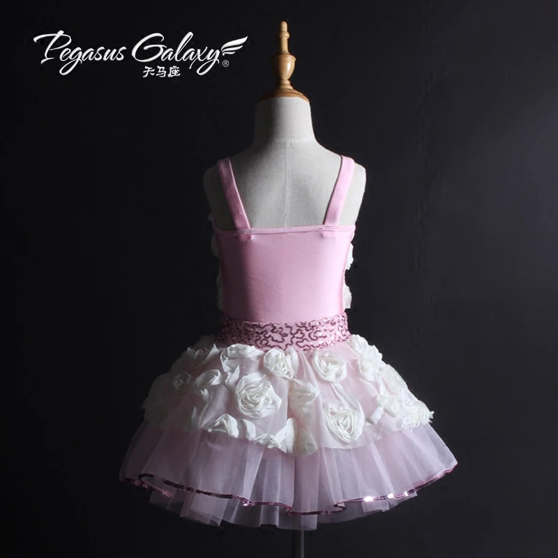 Балетное платье принцессы с блестками для девочек танцевальный костюм розовым