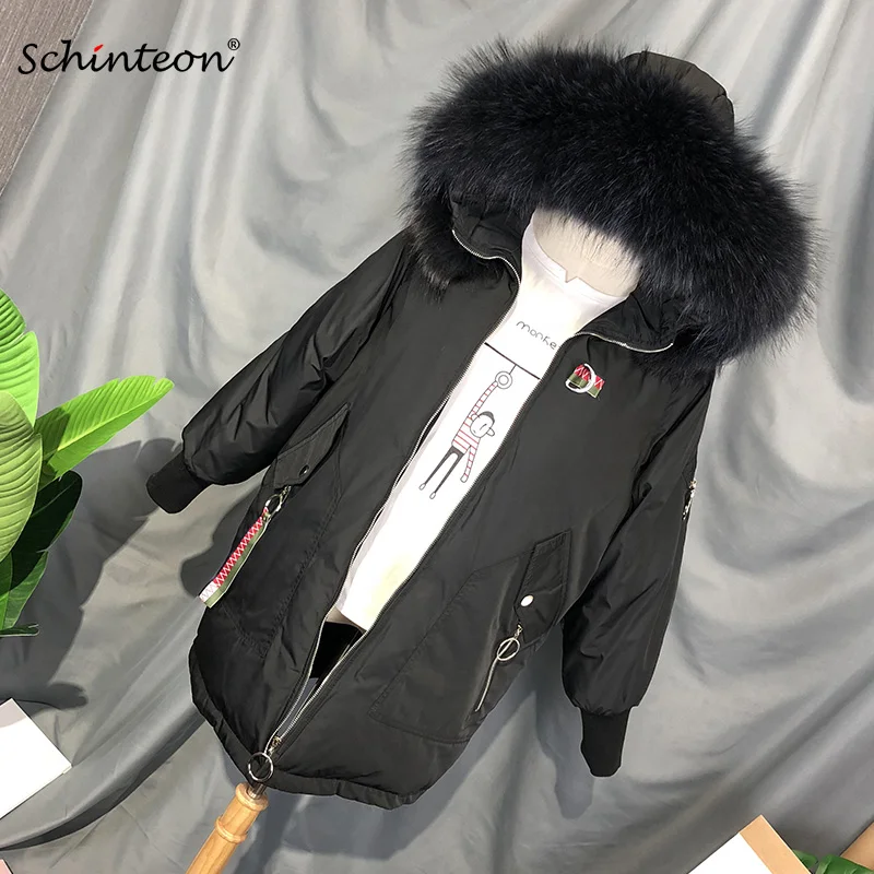 2018 Schinteon женский пуховик с вышивкой журавля Корейская теплая верхняя одежда