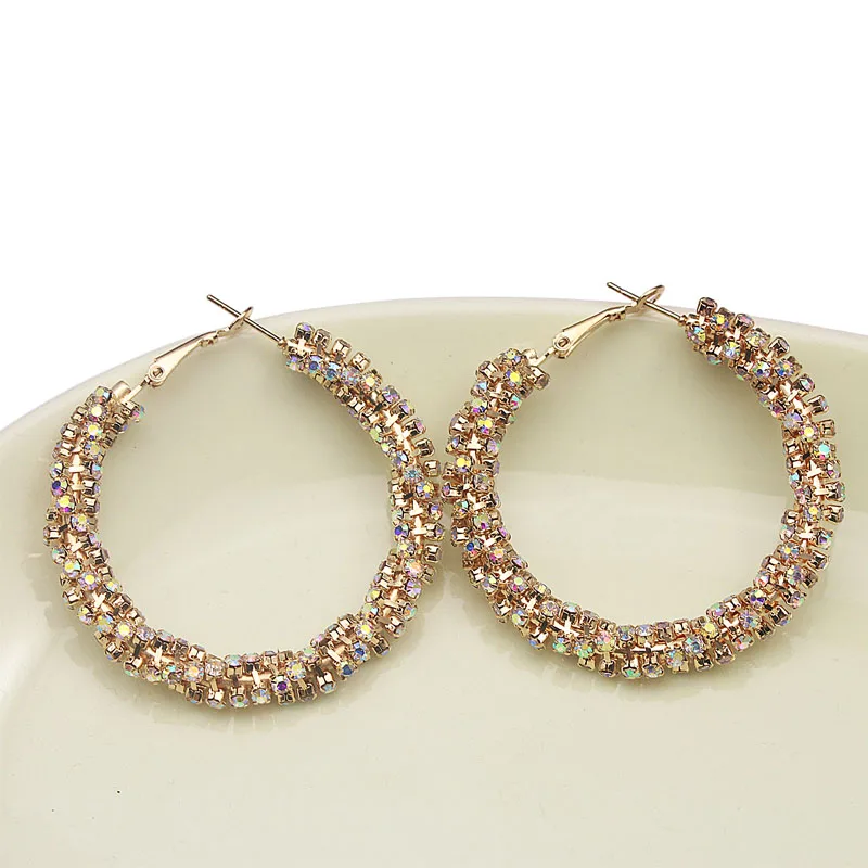 2017 золото Цвет серьги-кольца цветок для женщин Стразы с украшением в виде