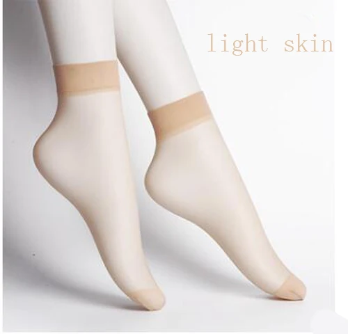 light-skin MEI LEI YA 10 пар/лот, Кристальные шелковые женские носки, вискозные носки, ультра-тонкие, анти-крючок, прозрачные, невидимые носки, неглубокие носки - Цвет: light-skin