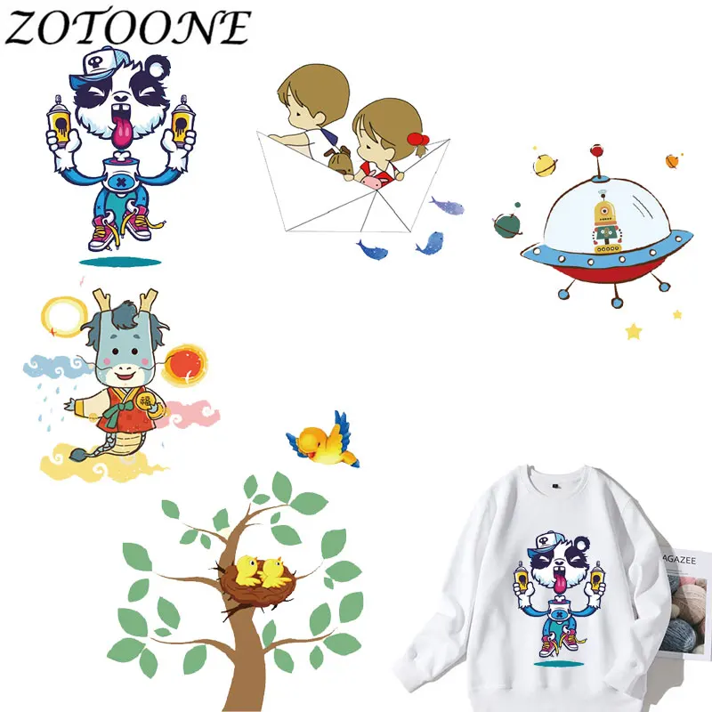 Милые мультипликационные нашивки ZOTOONE с животными наклейки для глажки одежды