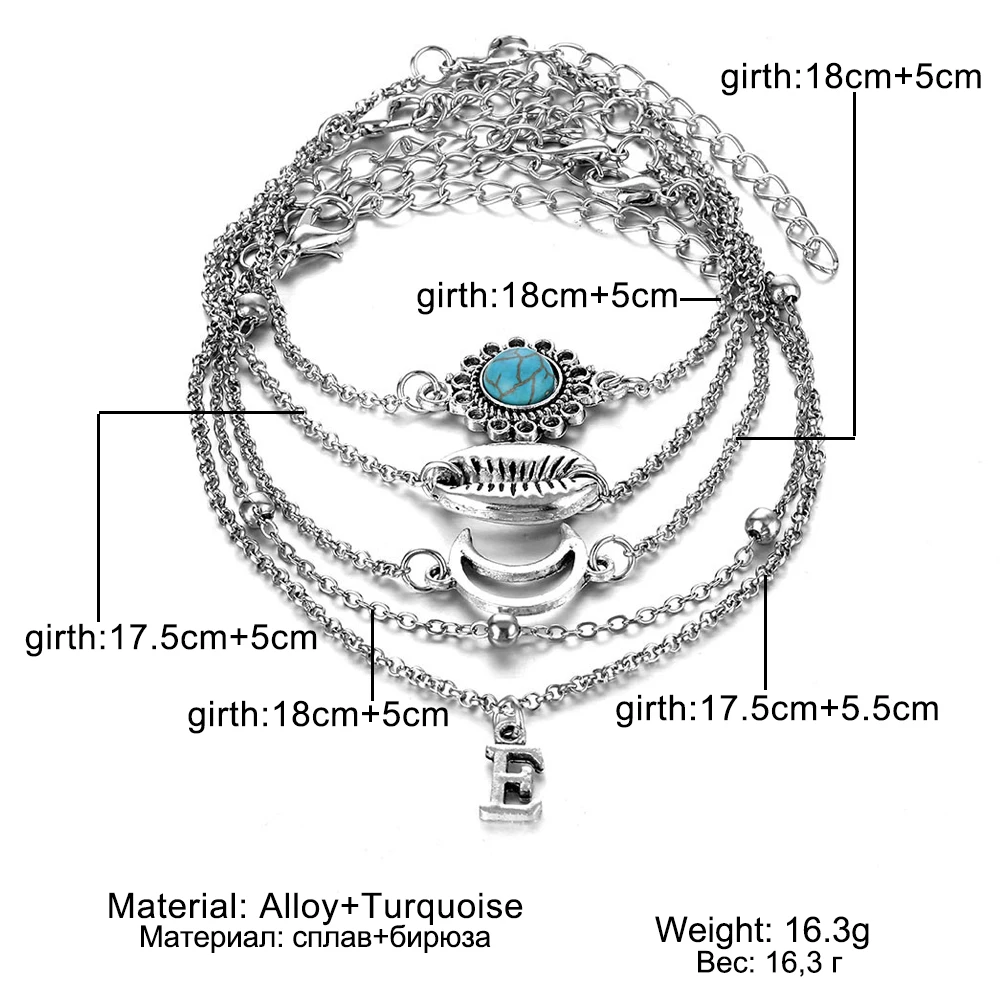 FAMSHIN винтажный Лунная ракушка звеньевые браслеты Набор для женщин бижутерия