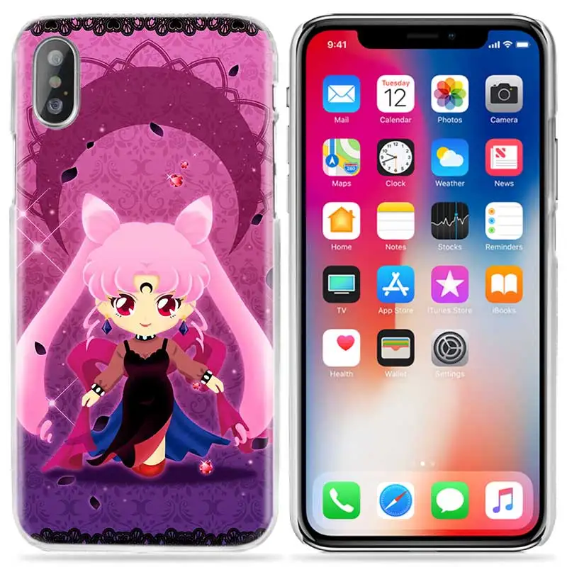 Чехол Sailor Moon Kawai для iPhone XS Max XR X 10 7 7 S 8 6 6 S Plus 5s SE 5 4s 4 5C Прозрачный жесткий пластиковый чехол для телефона аниме Coque