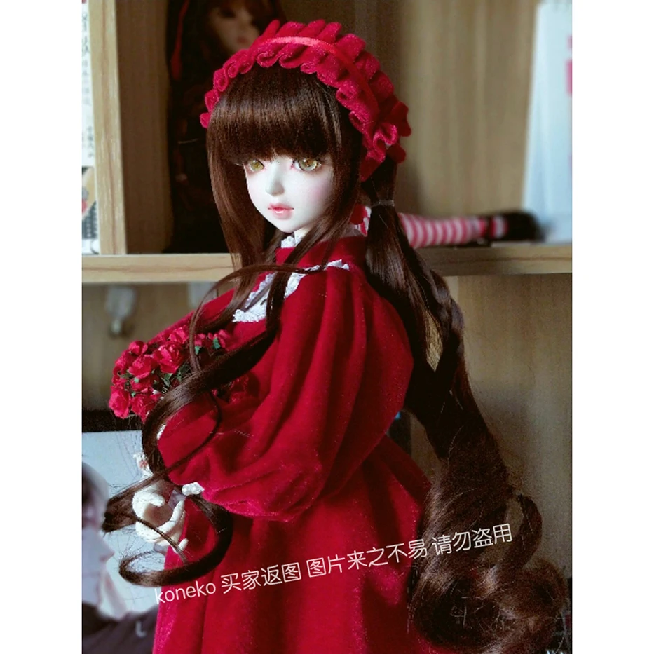

Allaosify BJD doll wig 1/3 1/4 1/6 1/8 heat resistant silk milk tea color Roman curly hair