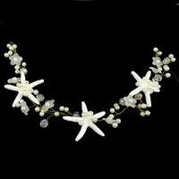 starfish wedding hair vine back of the hair headpiece beaded wedding headpiece star fish and beads beach destination bridal