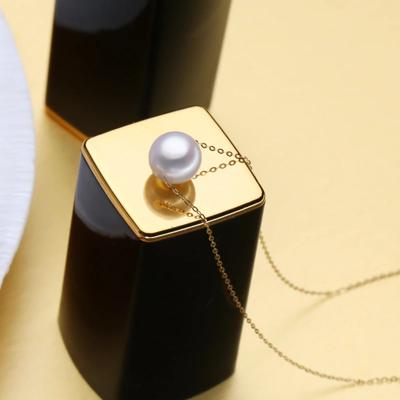 FENASY 18K Золотая цепочка ожерелье круглый фиолетовый жемчуг ювелирное изделие 18 k