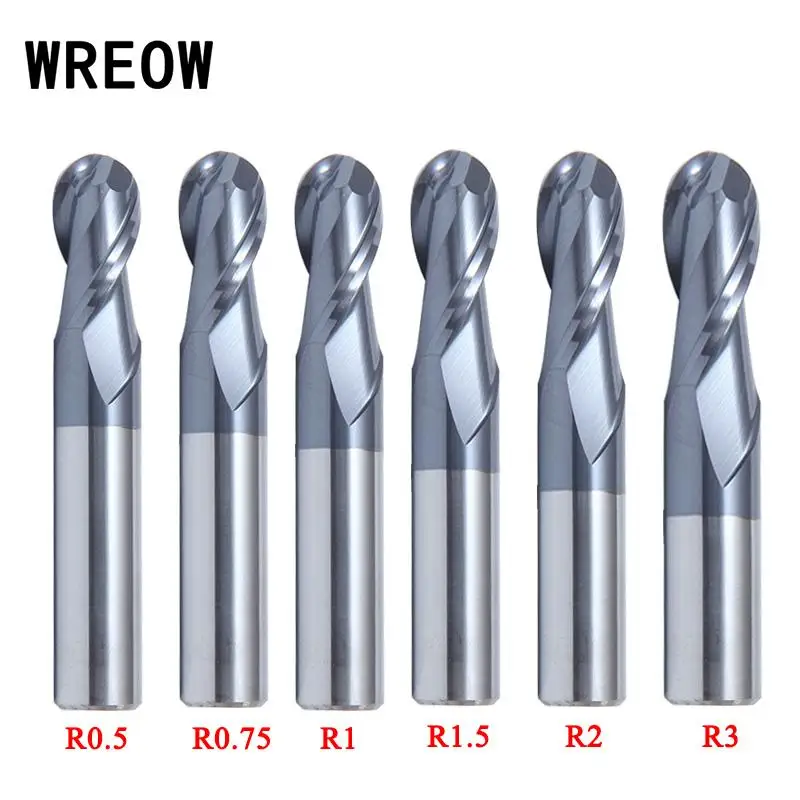 Фреза с двумя зубьями и хвостовиком фреза для ЧПУ R0.5 R0.75 R1 R1.5 R2 R3 Real HRC45|milling cutter cnc|cnc