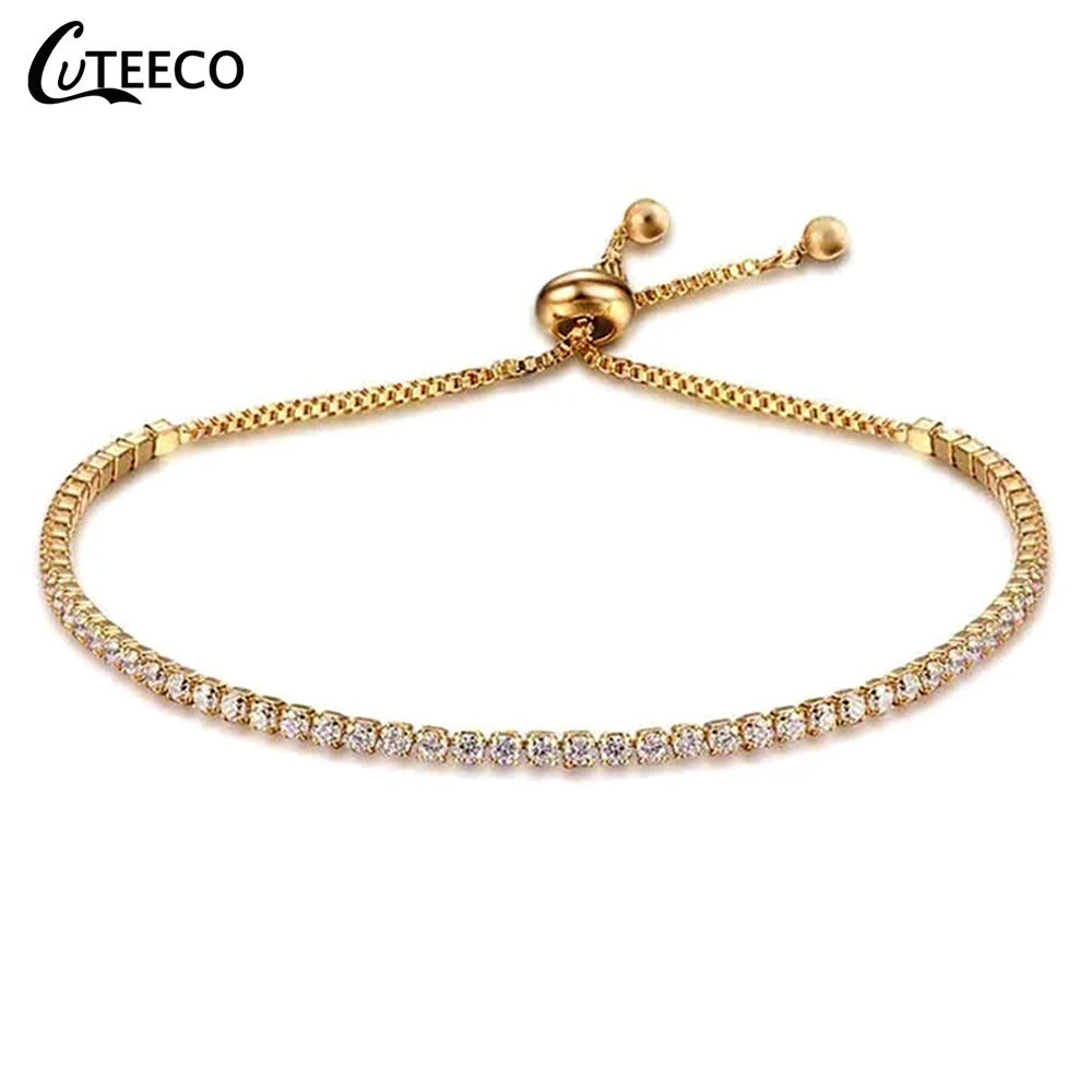 

CUTEECO 2019 Hot Sale Tennis Bracelets For Women Cubic Zirconia Pull Bracelets Bangles Femme Statement Jewelry